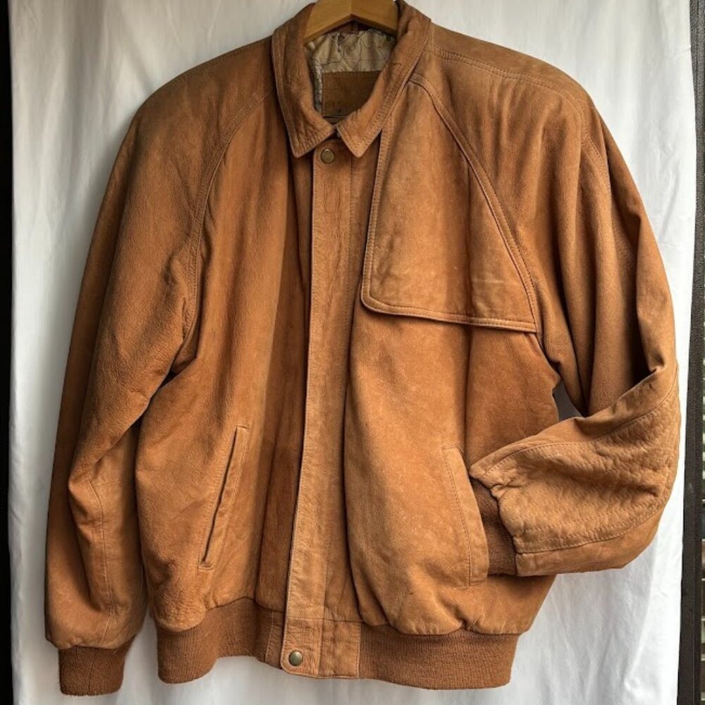 Vintage Marlboro Adventure Team Buckskin Leather Bomber Jacket Workwear - M